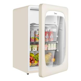 美的可爱多冰箱116L家用客厅冰吧小型冷藏柜保鲜玻璃透明冷冻饮料