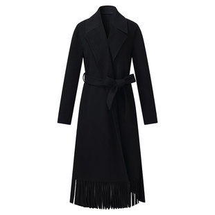 首降5折|歌莉娅羊毛羊绒大衣女2025新款冬季设计感流苏长款外套