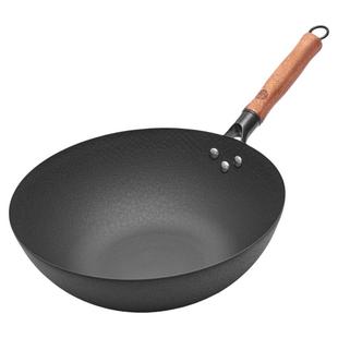 王源吉铁锅家用老式爆炒无涂层炒菜锅龟纹熟铁燃气灶通用32cm炒锅