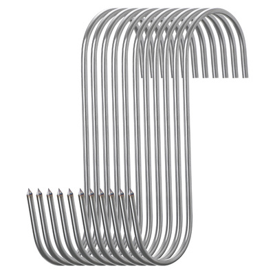 挂肉钩子实心不锈钢晒干鱼腊肉专用S型香肠腌肉挂钩加粗尖头勾子