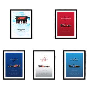 F1赛车海报舒马赫阿隆索维特尔汉密尔顿装饰画法拉利迈凯轮车队画