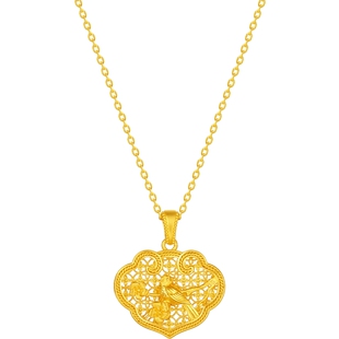 周六福黄金足金吊坠计价如意古法见宝非遗 木雕系列节日礼物