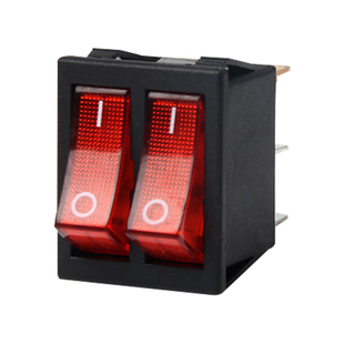 电暖器电饼铛开关双联船型开关KCD3 KCD8-212N带灯电源开关6脚2档