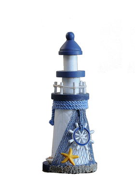 地中海风格创意礼品海洋木制灯塔地中海风格瞭望塔家居摆件儿童房