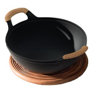 梦创章丘双耳铸铁锅老式加厚家用炒锅炒菜锅不粘煤气燃气灶适用