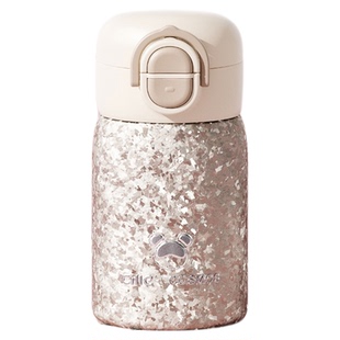 希乐纯钛吸管保温杯女生可爱高颜值便携水杯迷你小巧口袋随行杯子