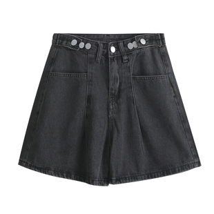大码胖mm高腰牛仔短裤女夏装港味五分a字百搭宽松显瘦学生热裤子