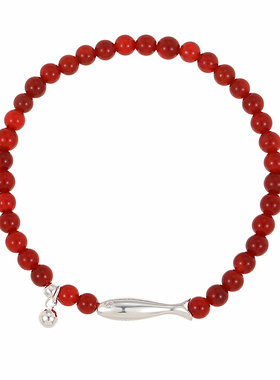透莎小鱼红玛瑙925纯银手链女