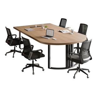 椭圆形会议桌现代简约洽谈桌椅组合新款铁艺半圆形长桌小型培训桌