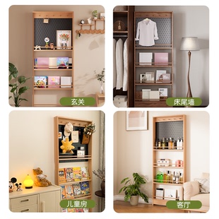 九伴拾光收纳柜儿童绘本架门后多层置物架一体免打孔超薄书架壁挂