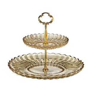 水果盘客厅家用多层欧式旋转果盘创意轻奢茶几零食糖果盘