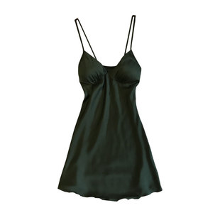 性感睡衣女夏性感吊带胸垫聚拢小胸简约家居服冰丝绸睡裙春秋薄款