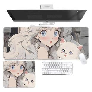 鼠标垫超大号电竞动漫二次元电脑键盘男女生办公室创意防滑桌垫子