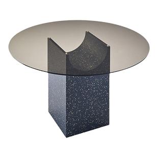 8090居品/设计师桌西班牙Vestige样板间方圆形玻璃水磨石创意餐桌