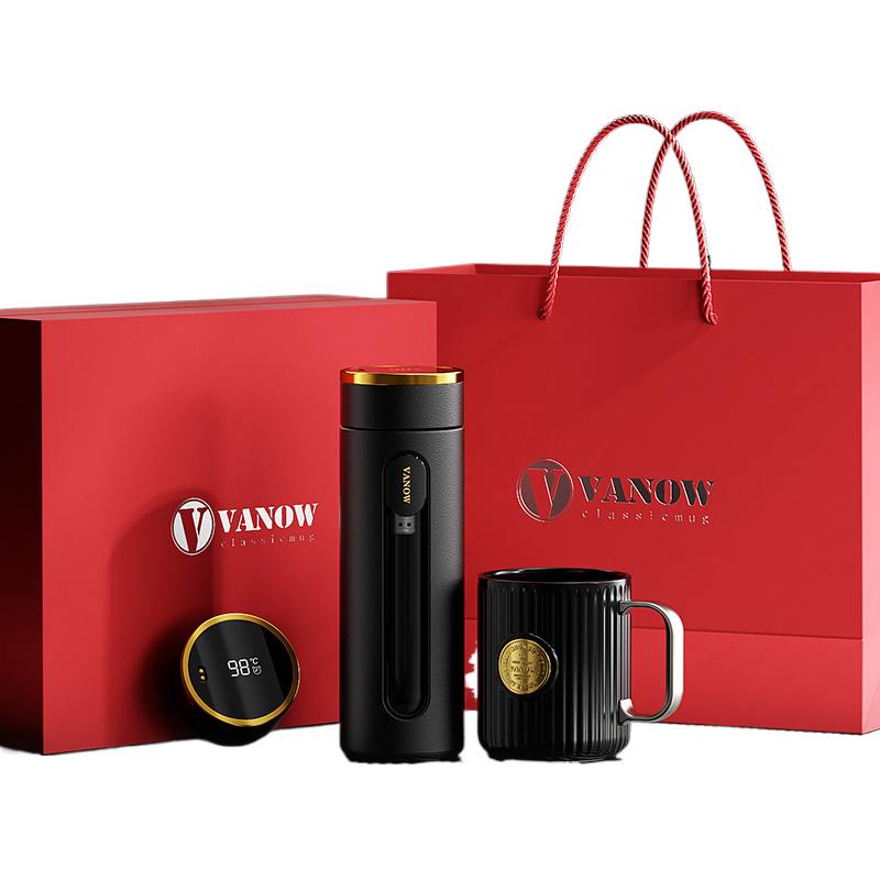 Vanow男士茶水分离泡茶隔热玻璃水杯子定制高档礼盒套装送爸爸