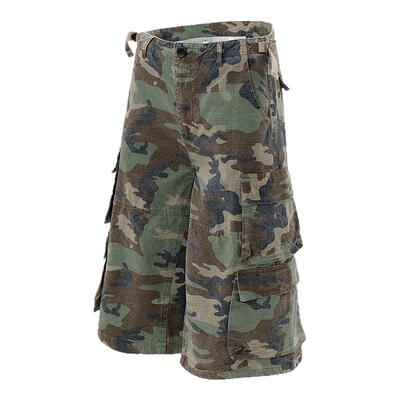 迷彩口袋工装宽松短裤阔腿七分裤
