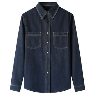 初影 加绒保暖牛仔蓝衬衫外套女长袖2025秋冬装新款上衣复古衬衣