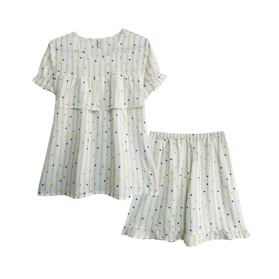 防凸点夏季短袖棉绸睡衣女家居服