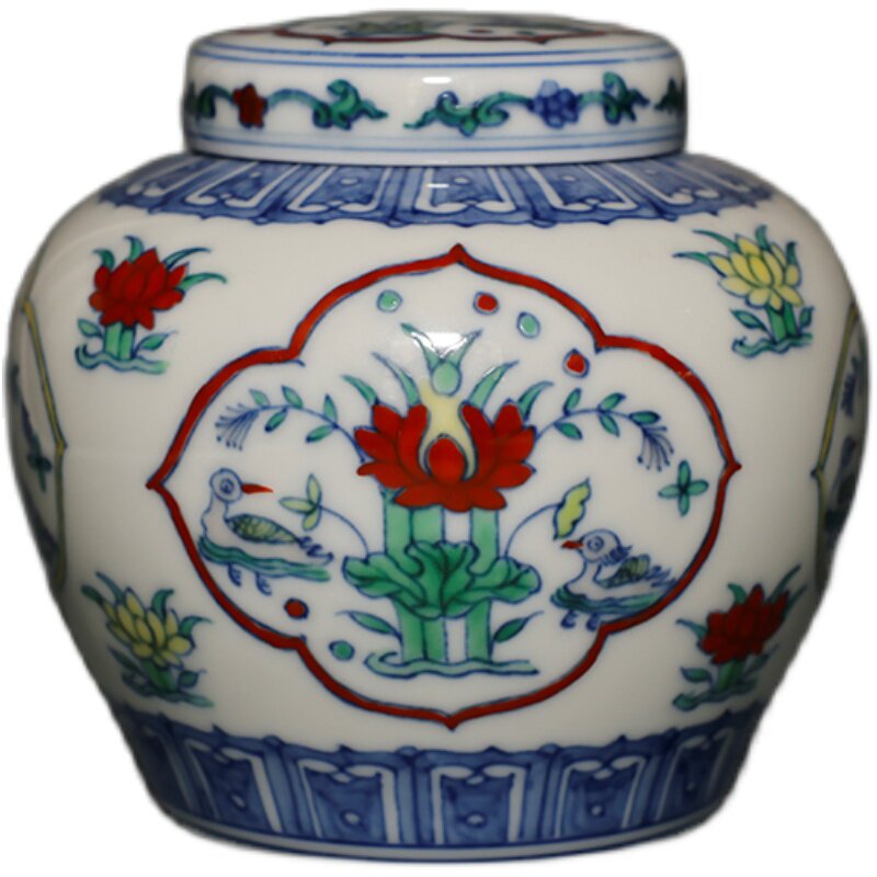 忆器 汪涌涛景德镇中式仿古陶瓷天字罐茶叶罐青花斗彩手工茶具