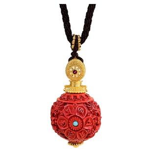 云上叙蛇年朱砂六字真言吊坠红砂万花球锁骨链项坠E118（商城）