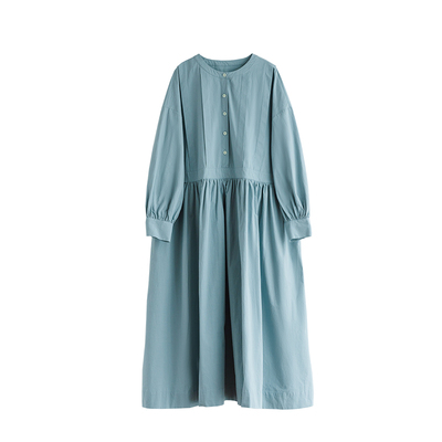 古苔淡人文艺长袖连衣裙秋季新