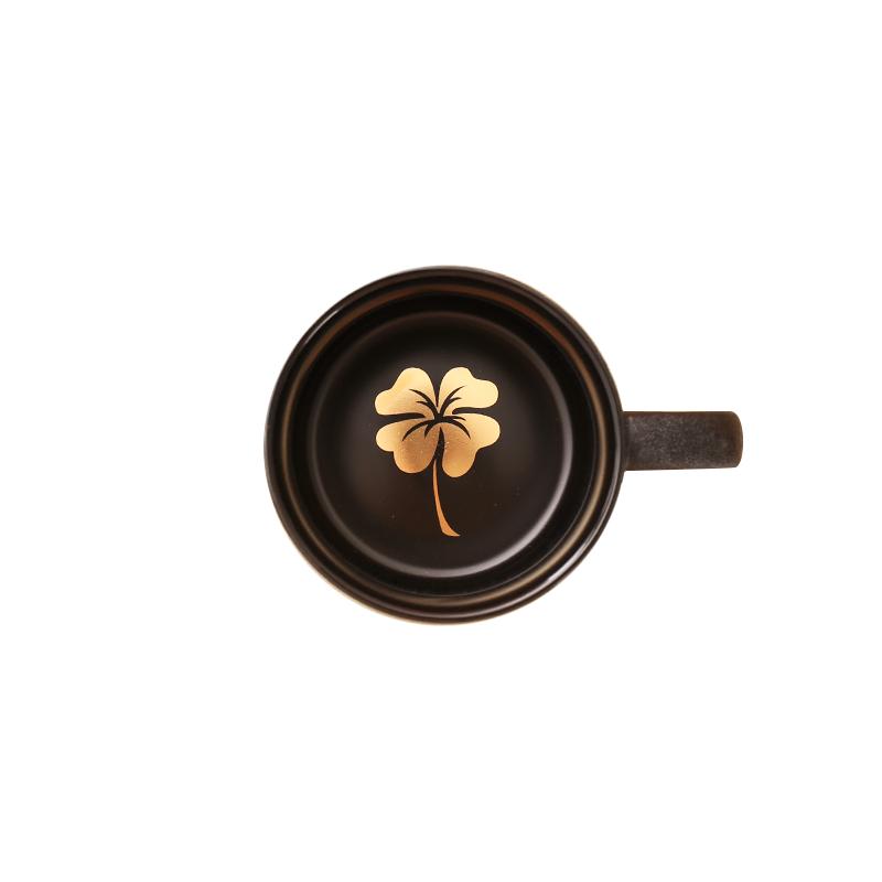 北欧轻奢陶瓷咖啡杯配底座黑色磨砂马克杯配勺简约创意咖啡厅杯子