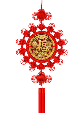 中国结新款挂件桃木雕刻大号福字装饰客厅电视墙高档过年喜庆挂饰