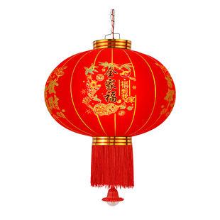 2026新款投影福字插电光感电池大红灯笼一对春节过新年大门口挂饰