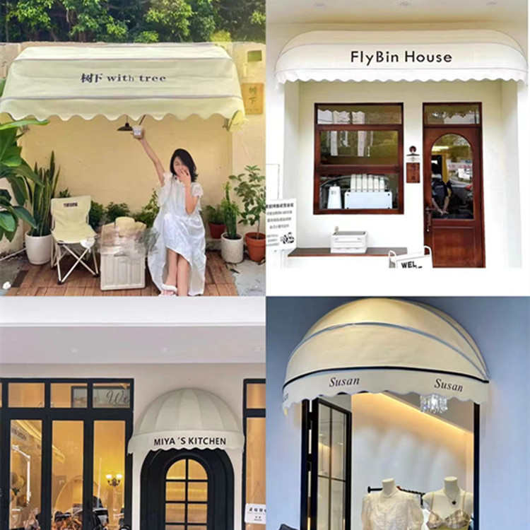 新疆包邮法式弧形雨棚门头装饰固定梯形遮阳棚商铺折叠半圆西瓜篷