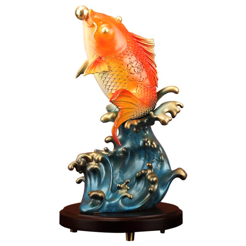 富贵有余铜金龙鱼摆件招财装饰品