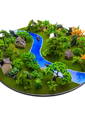 大圆桌微景观客厅新中式风装饰品