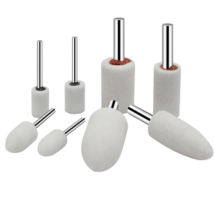 3MM/6MM柄白刚玉陶瓷金属抛光砂轮电打磨头圆柱型子弹圆球圆锥形