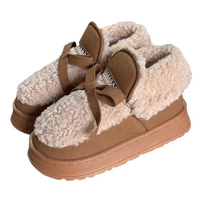 细细条时尚甜美蝴蝶结冬季棉鞋