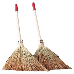 手工老式农村工厂庭院环卫高粱苗芒草竹苗大小扫把笤帚扫帚长头发