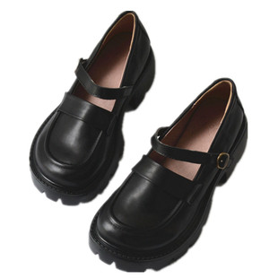 真皮玛丽珍松糕厚底鞋女森系复古洛丽塔大头老爹鞋外贸原单小皮鞋