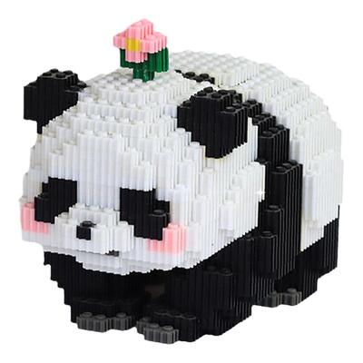 熊猫花花积木3D立体拼图模型礼物