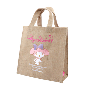 miniso名创优品三丽鸥黄麻手提包可爱小熊维尼购物袋史努比便当袋