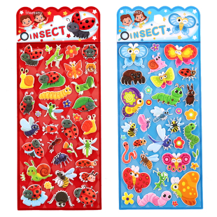 可爱昆虫立体卡通贴画sticker幼儿园儿童奖励贴纸七星瓢虫小蜜蜂