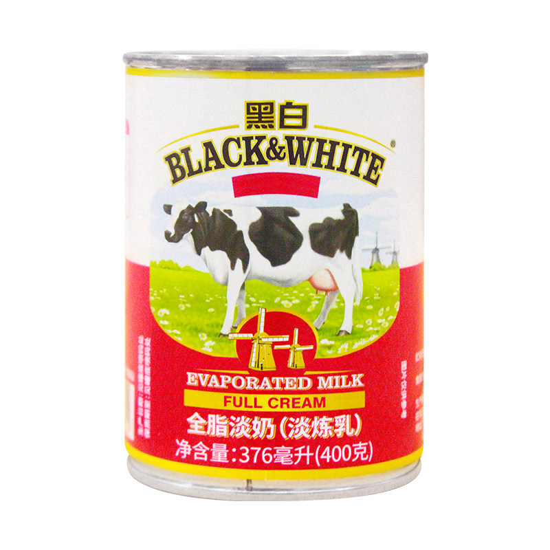 【435元/箱】黑白全脂淡奶48罐