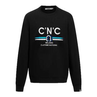CNC男装秋冬新款Logo印花图案男士圆领卫衣合身青年打底卫衣