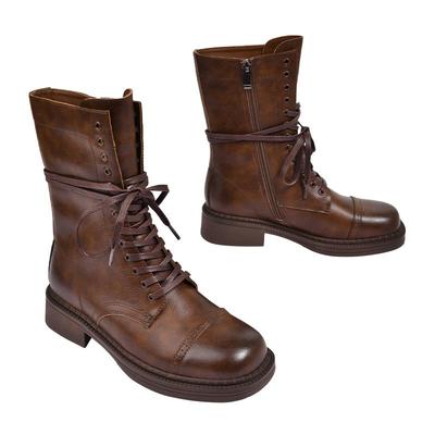 工装系带厚底马丁靴女