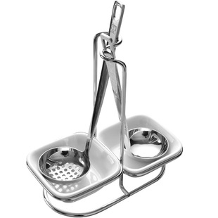 不锈钢火锅勺商用汤壳架家用加厚自助餐汤勺架托漏勺火锅架子套装