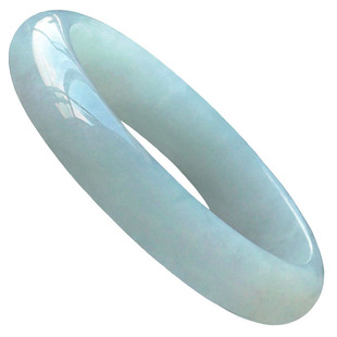 翡翠林 特大圈口翡翠手镯66 天然缅甸玉石老坑冰种平安镯浅绿玉镯