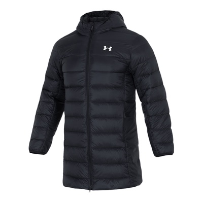 安德玛UA羽绒服男装冬季新款中长款连帽羽外套休闲运动服1385839