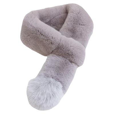 冬季新款女士保暖獭兔毛围巾韩版加厚双面整皮配狐狸毛球皮草围脖