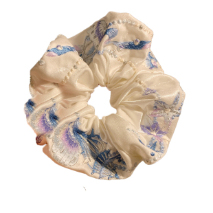 海洋之歌~高级感重工刺绣方巾大肠发圈女低马尾头绳超大方形头饰