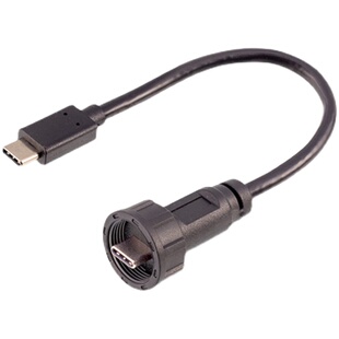 螺纹TYPE C防水连接器USB3.0公母头壳体安装PCB焊接插座typeC 3.1