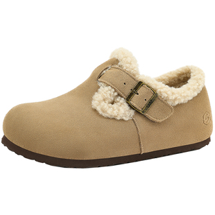 UBZ 防水加绒勃肯鞋毛绒女2026年冬新款保暖加厚毛毛鞋棉鞋雪地靴