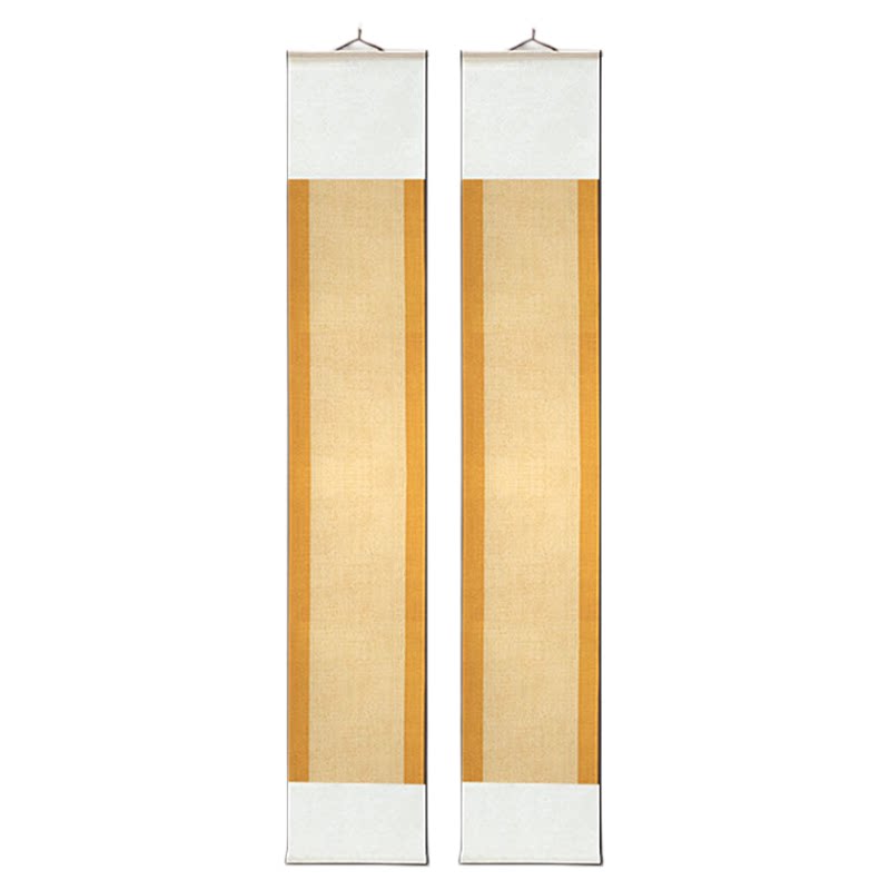 草木堂对联空白卷轴有格瓦当免装裱红色七言五言书画挂轴对联轴春联蜡染条轴书法作品纸比赛宣纸书法卷轴