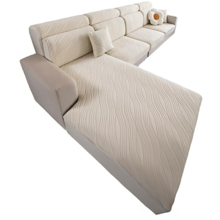 2025防滑浴帽式沙发套罩全包万能头枕靠背巾贵妃坐垫米白色梳化笠